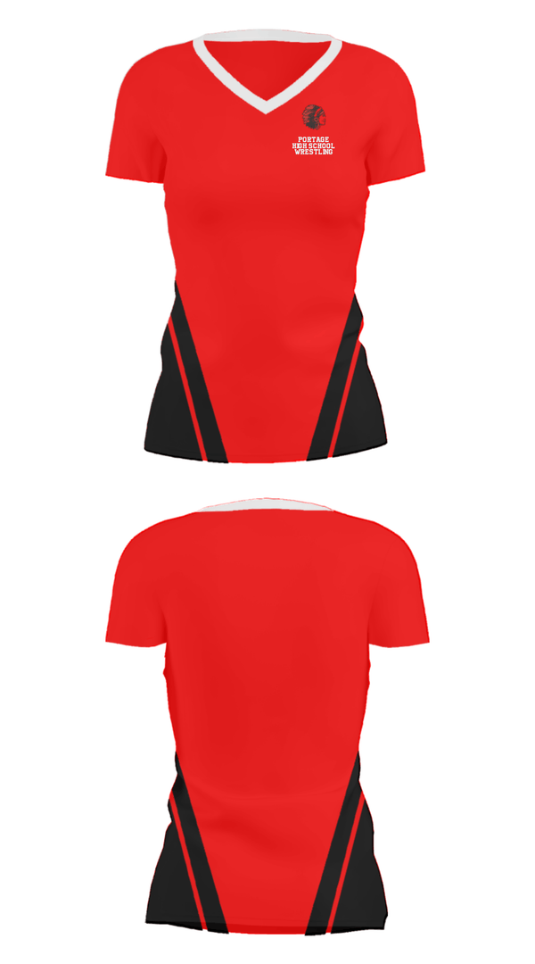 Women's Short Sleeve Vneck Shirt, Portage High School Wrestling, Wrestling, Teamtime, Team time, sublimation, custom sports apparel, team uniforms, spirit wear, spiritwear, sports uniforms, custom shirts, team store, custom team store, fundraiser sports, apparel fundraiser