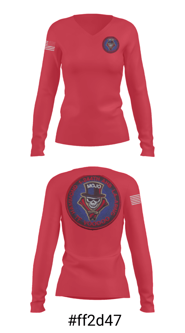 Women's Long Sleeve Vneck Shirt, 1-244th AASF, National Guard, Teamtime, Team time, sublimation, custom sports apparel, team uniforms, spirit wear, spiritwear, sports uniforms, custom shirts, team store, custom team store, fundraiser sports, apparel fundraiser