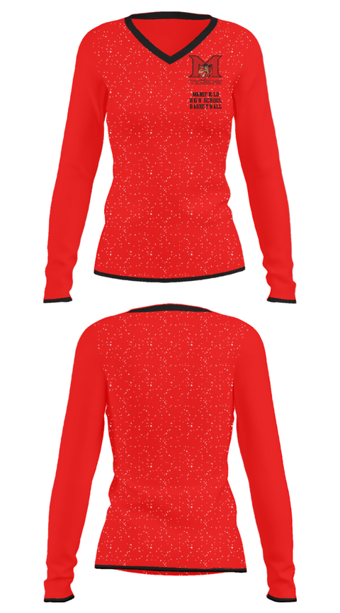 Women's Long Sleeve Vneck Shirt, Mansfield High School Basketball, Men's Basketball, Teamtime, Team time, sublimation, custom sports apparel, team uniforms, spirit wear, spiritwear, sports uniforms, custom shirts, team store, custom team store, fundraiser sports, apparel fundraiser