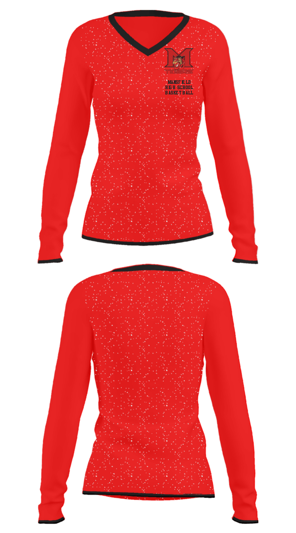 Women's Long Sleeve Vneck Shirt, Mansfield High School Basketball, Men's Basketball, Teamtime, Team time, sublimation, custom sports apparel, team uniforms, spirit wear, spiritwear, sports uniforms, custom shirts, team store, custom team store, fundraiser sports, apparel fundraiser
