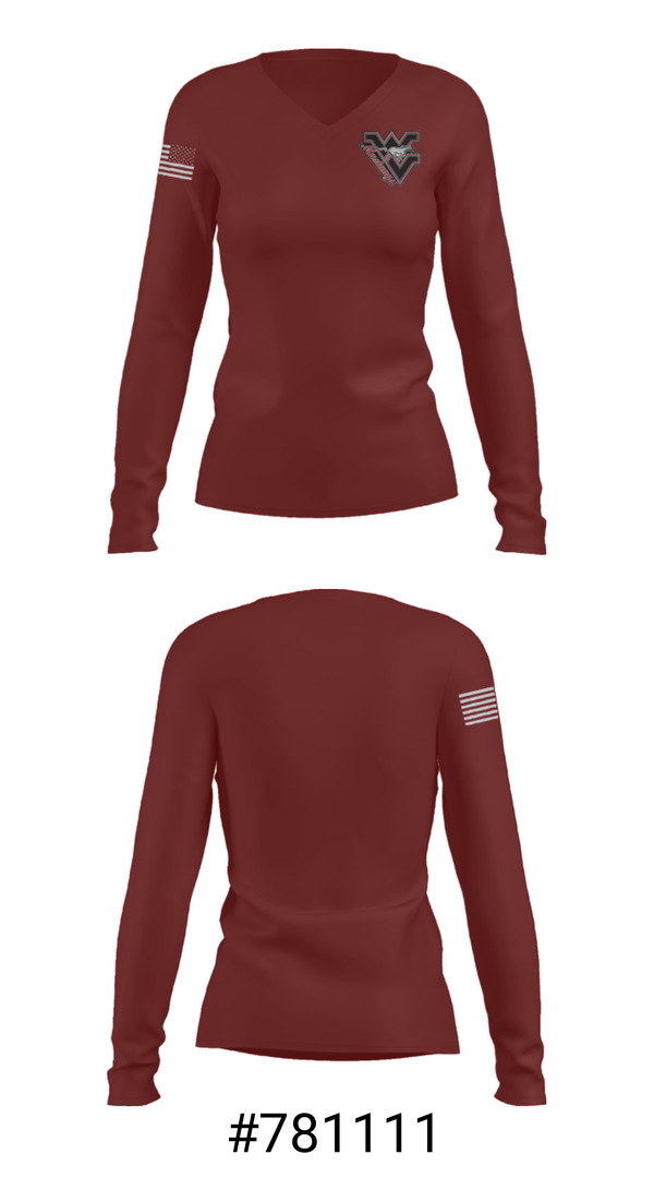 Women's Long Sleeve Vneck Shirt, West Valley High School Swimming, Swimming, Teamtime, Team time, sublimation, custom sports apparel, team uniforms, spirit wear, spiritwear, sports uniforms, custom shirts, team store, custom team store, fundraiser sports, apparel fundraiser