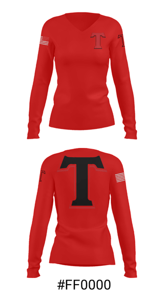 Women's Long Sleeve Vneck Shirt, Turner Middle School, Spirit Store, Teamtime, Team time, sublimation, custom sports apparel, team uniforms, spirit wear, spiritwear, sports uniforms, custom shirts, team store, custom team store, fundraiser sports, apparel fundraiser