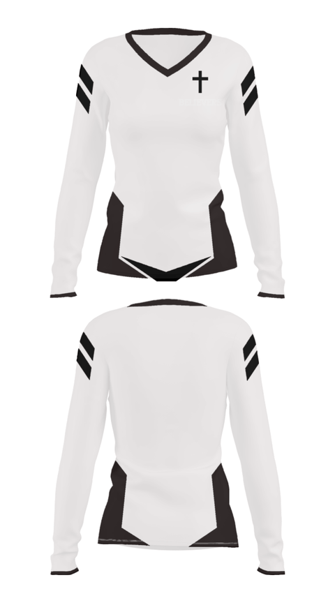 Women's Long Sleeve Vneck Shirt, Believers, Men's Basketball, Teamtime, Team time, sublimation, custom sports apparel, team uniforms, spirit wear, spiritwear, sports uniforms, custom shirts, team store, custom team store, fundraiser sports, apparel fundraiser