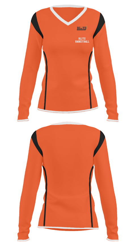 Women's Long Sleeve Vneck Shirt, Blitz Basketball, Men's Basketball, Teamtime, Team time, sublimation, custom sports apparel, team uniforms, spirit wear, spiritwear, sports uniforms, custom shirts, team store, custom team store, fundraiser sports, apparel fundraiser