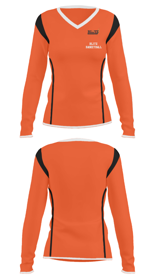 Women's Long Sleeve Vneck Shirt, Blitz Basketball, Men's Basketball, Teamtime, Team time, sublimation, custom sports apparel, team uniforms, spirit wear, spiritwear, sports uniforms, custom shirts, team store, custom team store, fundraiser sports, apparel fundraiser