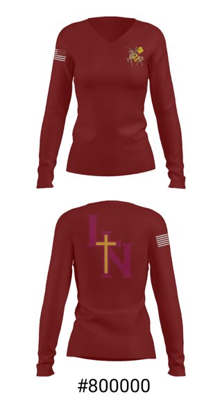 Women's Long Sleeve Vneck Shirt, Lutheran North High School Basketball, Women's Basketball, Teamtime, Team time, sublimation, custom sports apparel, team uniforms, spirit wear, spiritwear, sports uniforms, custom shirts, team store, custom team store, fundraiser sports, apparel fundraiser