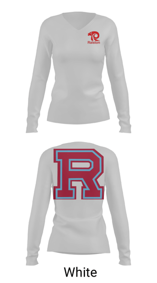 Women's Long Sleeve Vneck Shirt, Ralston High School Wrestling, Wrestling, Teamtime, Team time, sublimation, custom sports apparel, team uniforms, spirit wear, spiritwear, sports uniforms, custom shirts, team store, custom team store, fundraiser sports, apparel fundraiser
