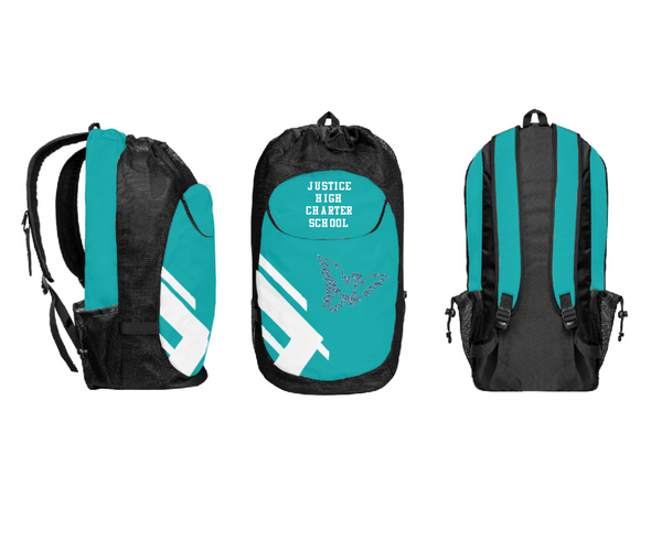 Gear Bag, Justice High Charter School, Spirit Store, Teamtime, Team time, sublimation, custom sports apparel, team uniforms, spirit wear, spiritwear, sports uniforms, custom shirts, team store, custom team store, fundraiser sports, apparel fundraiser