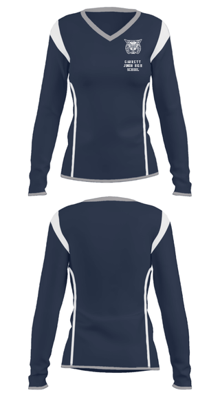 Women's Long Sleeve Vneck Shirt, Garrett Junior High School, Spirit Store, Teamtime, Team time, sublimation, custom sports apparel, team uniforms, spirit wear, spiritwear, sports uniforms, custom shirts, team store, custom team store, fundraiser sports, apparel fundraiser
