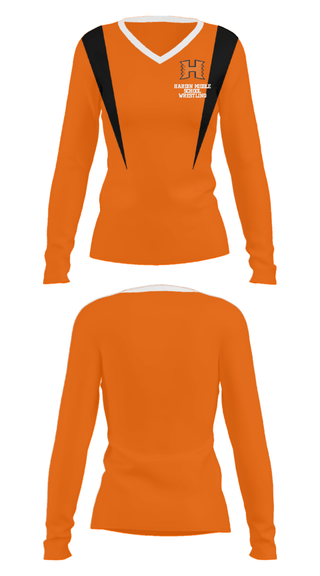 Women's Long Sleeve Vneck Shirt, Hardin Middle School Wrestling, Wrestling, Teamtime, Team time, sublimation, custom sports apparel, team uniforms, spirit wear, spiritwear, sports uniforms, custom shirts, team store, custom team store, fundraiser sports, apparel fundraiser
