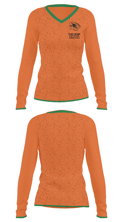 Thompson Junior High School Basketball 26993562 Women's Long Sleeve V-neck Shirt - 34