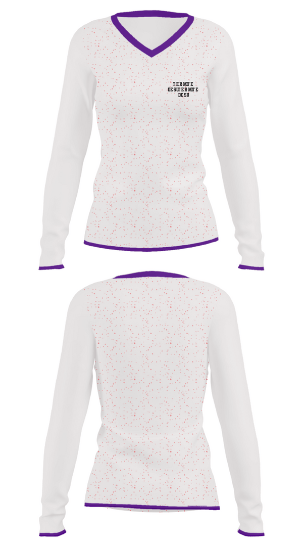 Women's Long Sleeve Vneck Shirt, Termite Desu, , Teamtime, Team time, sublimation, custom sports apparel, team uniforms, spirit wear, spiritwear, sports uniforms, custom shirts, team store, custom team store, fundraiser sports, apparel fundraiser