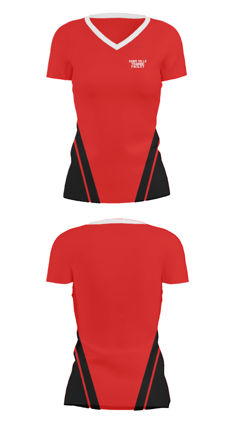 Women's Short Sleeve Vneck Shirt, Gainz-ville Training Facility, , Teamtime, Team time, sublimation, custom sports apparel, team uniforms, spirit wear, spiritwear, sports uniforms, custom shirts, team store, custom team store, fundraiser sports, apparel fundraiser
