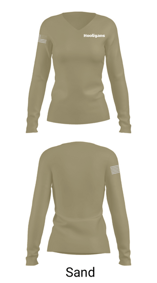 Women's Long Sleeve Vneck Shirt, Hooligans, Army, Teamtime, Team time, sublimation, custom sports apparel, team uniforms, spirit wear, spiritwear, sports uniforms, custom shirts, team store, custom team store, fundraiser sports, apparel fundraiser