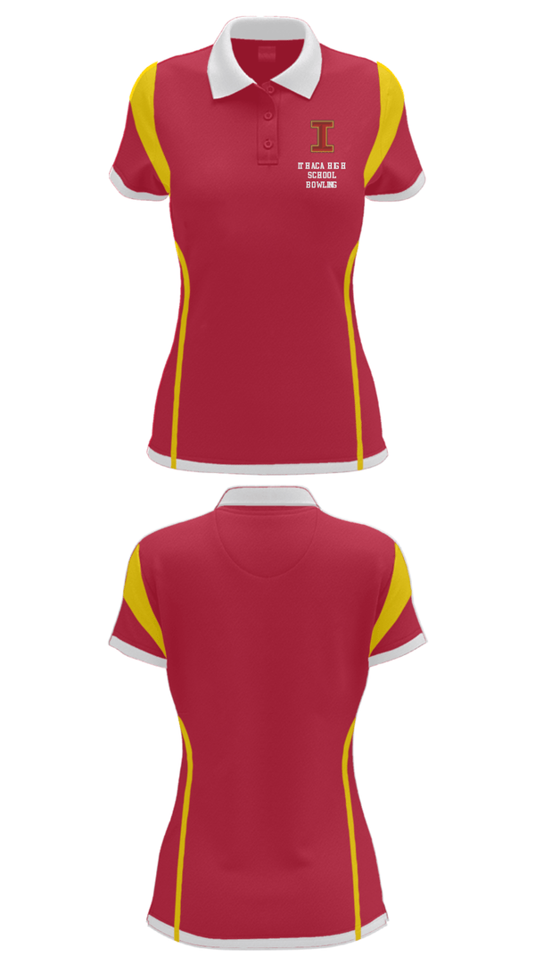 Women's Short Sleeve Performance Polo, Ithaca High School Bowling, Bowling, Teamtime, Team time, sublimation, custom sports apparel, team uniforms, spirit wear, spiritwear, sports uniforms, custom shirts, team store, custom team store, fundraiser sports, apparel fundraiser