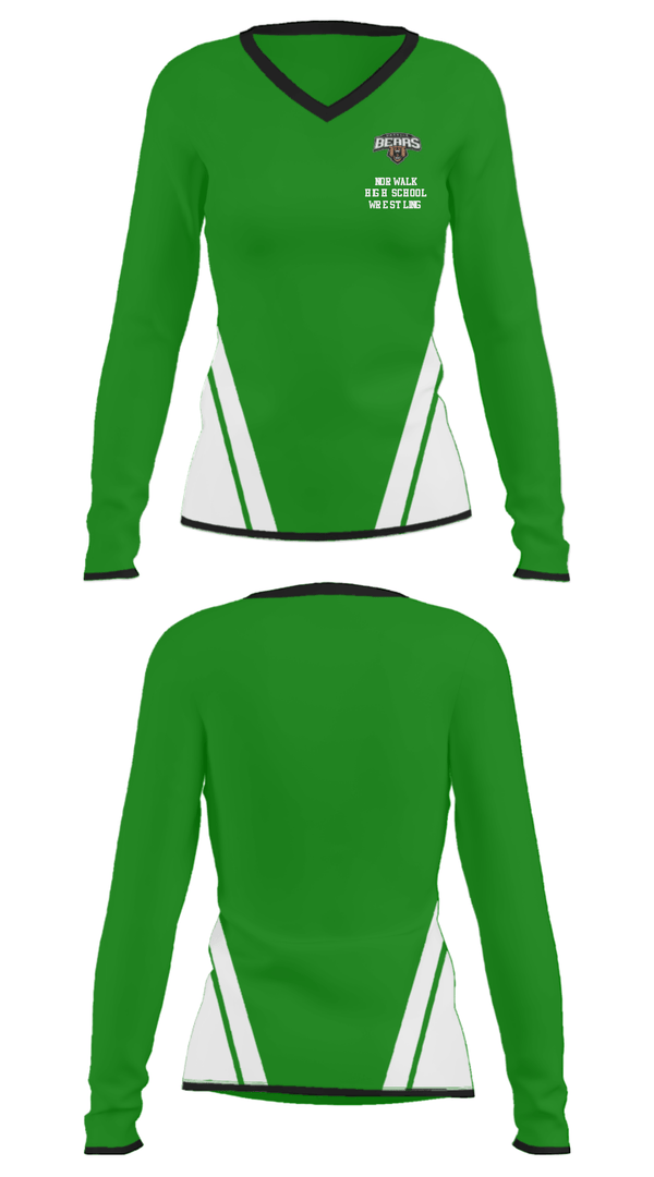 Women's Long Sleeve Vneck Shirt, Norwalk High School Wrestling, Wrestling, Teamtime, Team time, sublimation, custom sports apparel, team uniforms, spirit wear, spiritwear, sports uniforms, custom shirts, team store, custom team store, fundraiser sports, apparel fundraiser