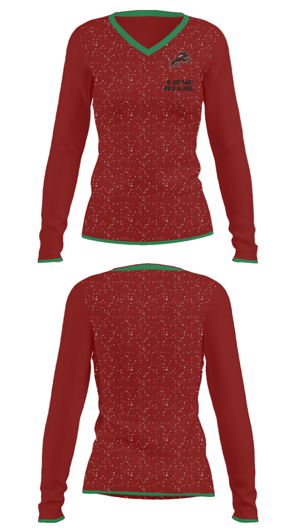 Women's Long Sleeve Vneck Shirt, Blanchard High School, Spirit Store, Teamtime, Team time, sublimation, custom sports apparel, team uniforms, spirit wear, spiritwear, sports uniforms, custom shirts, team store, custom team store, fundraiser sports, apparel fundraiser