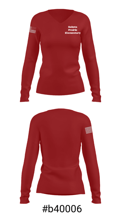 Dakota Prairie Elementary 89941740 Women's Long Sleeve V-neck Shirt - 20