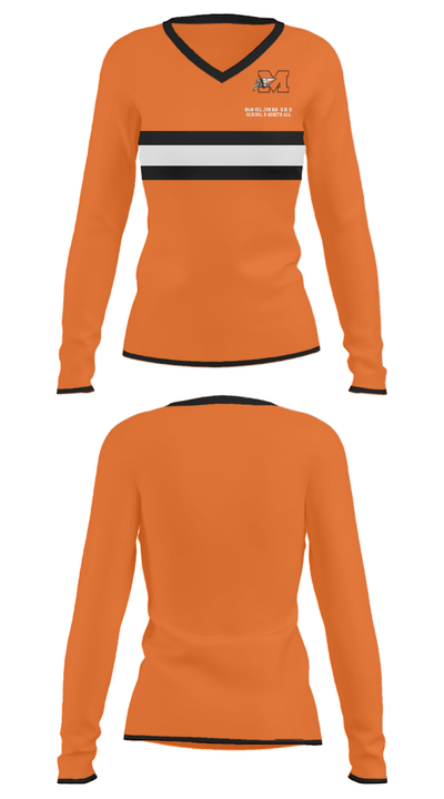 Manvel Junior High School Basketball 8315768 Women's Long Sleeve V-neck Shirt - 33