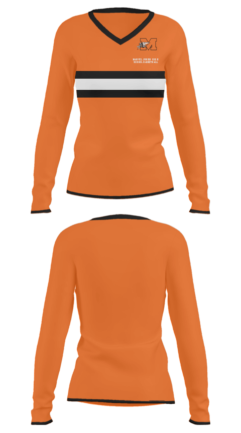 Women's Long Sleeve Vneck Shirt, Manvel Junior High School Basketball, Women's Basketball, Teamtime, Team time, sublimation, custom sports apparel, team uniforms, spirit wear, spiritwear, sports uniforms, custom shirts, team store, custom team store, fundraiser sports, apparel fundraiser