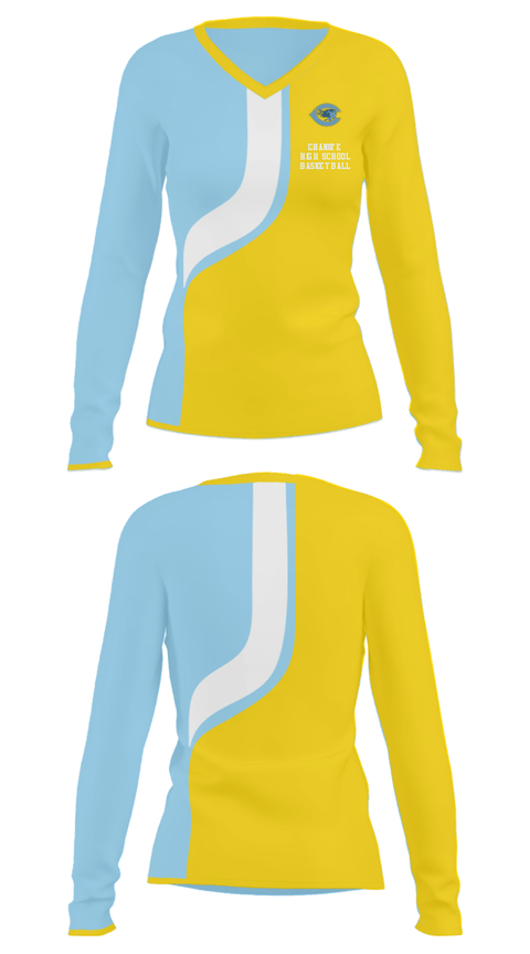 Women's Long Sleeve Vneck Shirt, Chanute High School Basketball, Women's Basketball, Teamtime, Team time, sublimation, custom sports apparel, team uniforms, spirit wear, spiritwear, sports uniforms, custom shirts, team store, custom team store, fundraiser sports, apparel fundraiser