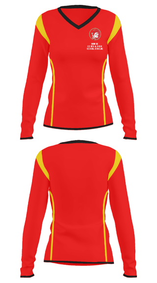 Women's Long Sleeve Vneck Shirt, Monroe Central High School Bowling, Bowling, Teamtime, Team time, sublimation, custom sports apparel, team uniforms, spirit wear, spiritwear, sports uniforms, custom shirts, team store, custom team store, fundraiser sports, apparel fundraiser