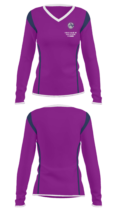Sussex Academy High School Swimming 13215397 Women's Long Sleeve V-neck Shirt - 32