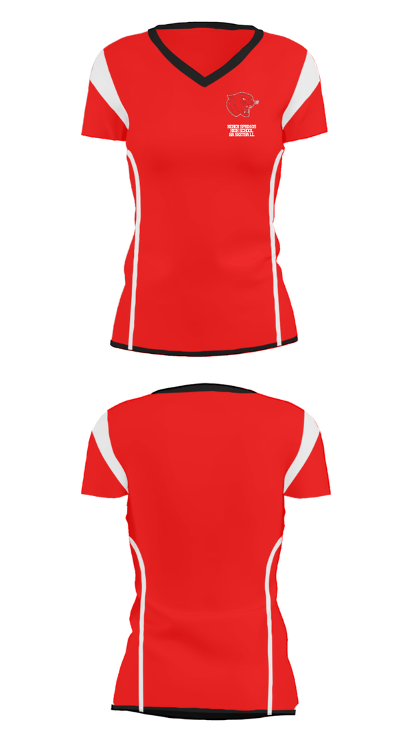 Women's Short Sleeve Vneck Shirt, Heber Springs High School Basketball, Women's Basketball, Teamtime, Team time, sublimation, custom sports apparel, team uniforms, spirit wear, spiritwear, sports uniforms, custom shirts, team store, custom team store, fundraiser sports, apparel fundraiser