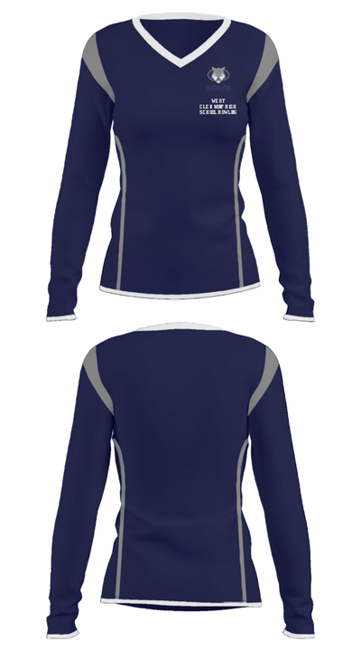 West Clermont High School Bowling 76436925 Women's Long Sleeve V-neck Shirt - 34