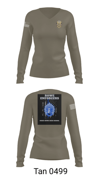 Women's Long Sleeve Vneck Shirt, Rowe Enforcers, Police, Teamtime, Team time, sublimation, custom sports apparel, team uniforms, spirit wear, spiritwear, sports uniforms, custom shirts, team store, custom team store, fundraiser sports, apparel fundraiser