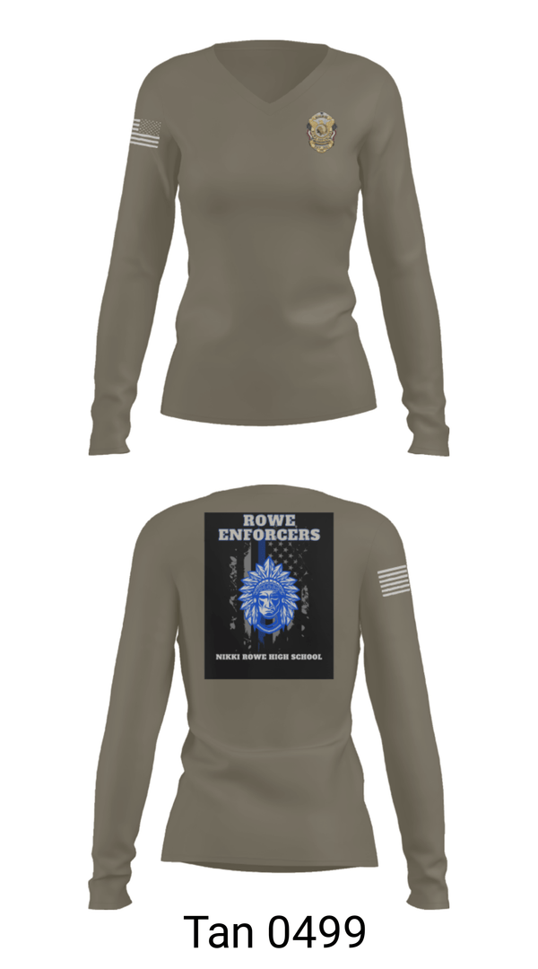 Women's Long Sleeve Vneck Shirt, Rowe Enforcers, Police, Teamtime, Team time, sublimation, custom sports apparel, team uniforms, spirit wear, spiritwear, sports uniforms, custom shirts, team store, custom team store, fundraiser sports, apparel fundraiser