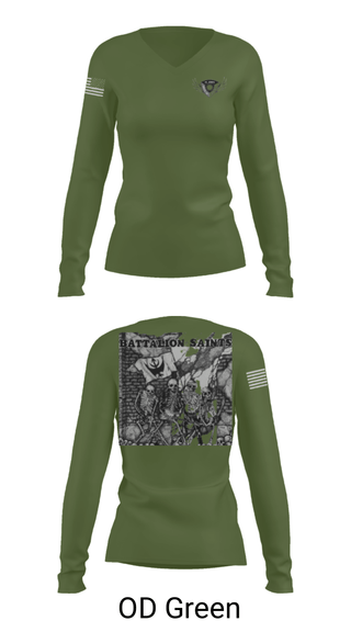 Women's Long Sleeve Vneck Shirt, , Army, Teamtime, Team time, sublimation, custom sports apparel, team uniforms, spirit wear, spiritwear, sports uniforms, custom shirts, team store, custom team store, fundraiser sports, apparel fundraiser