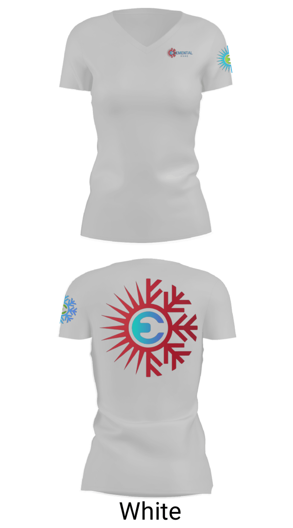 Women's Short Sleeve Vneck Shirt, Elemental HVAC, , Teamtime, Team time, sublimation, custom sports apparel, team uniforms, spirit wear, spiritwear, sports uniforms, custom shirts, team store, custom team store, fundraiser sports, apparel fundraiser