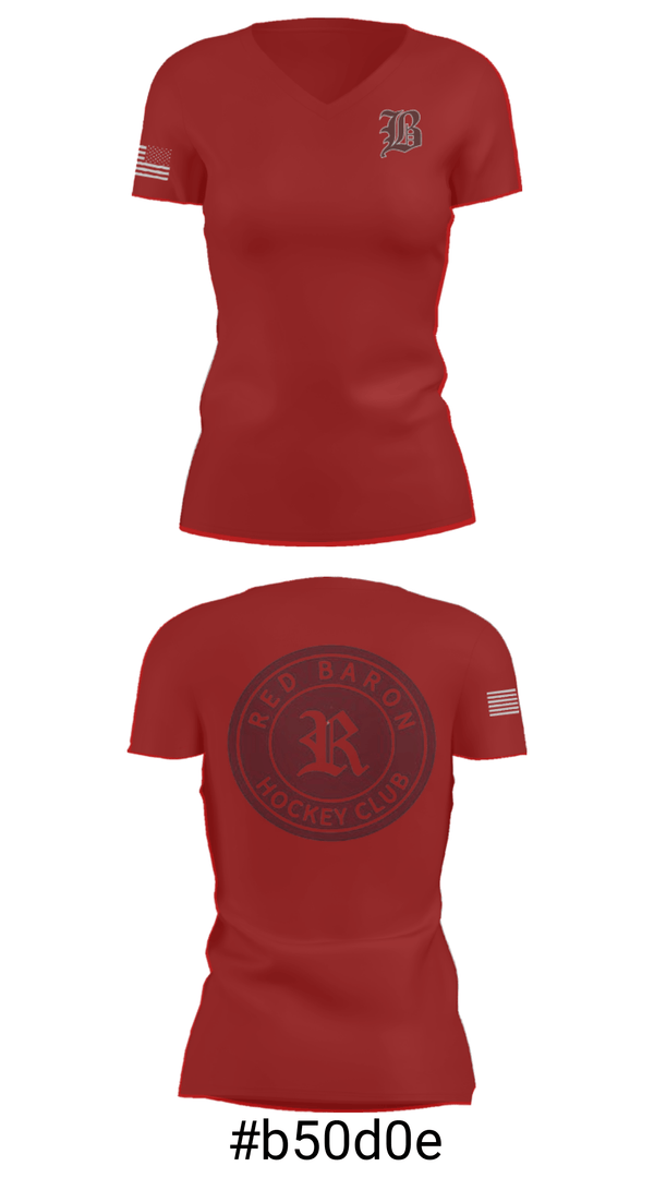 Women's Short Sleeve Vneck Shirt, Red Baron Hockey Club, Ice Hockey, Teamtime, Team time, sublimation, custom sports apparel, team uniforms, spirit wear, spiritwear, sports uniforms, custom shirts, team store, custom team store, fundraiser sports, apparel fundraiser