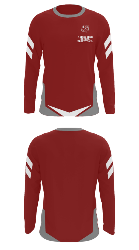 Long Sleeve Performance Shirt, Merino High School Basketball, Men's Basketball, Teamtime, Team time, sublimation, custom sports apparel, team uniforms, spirit wear, spiritwear, sports uniforms, custom shirts, team store, custom team store, fundraiser sports, apparel fundraiser