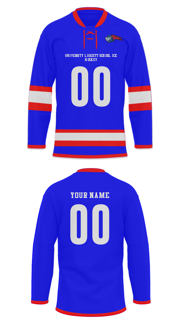 Hockey Jersey, University Liggett School Ice Hockey, Ice Hockey, Teamtime, Team time, sublimation, custom sports apparel, team uniforms, spirit wear, spiritwear, sports uniforms, custom shirts, team store, custom team store, fundraiser sports, apparel fundraiser