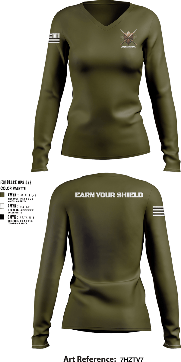 Women's Long Sleeve Vneck Shirt, National Guard Marksmanship Training Center, National Guard, Teamtime, Team time, sublimation, custom sports apparel, team uniforms, spirit wear, spiritwear, sports uniforms, custom shirts, team store, custom team store, fundraiser sports, apparel fundraiser