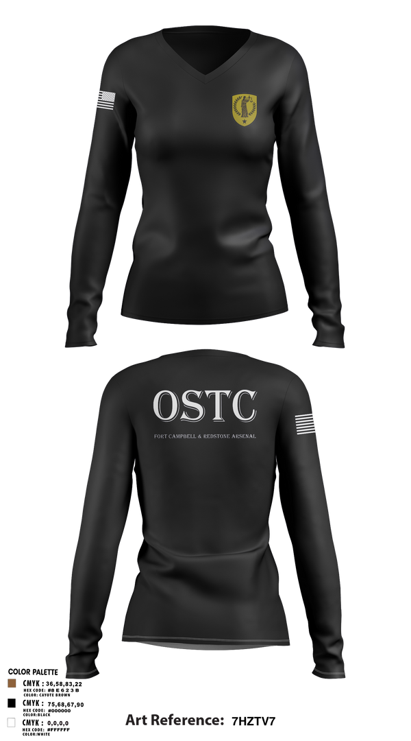 Women's Long Sleeve Vneck Shirt, Fort Campbell & Redstone Arsenal - Office of Special Trial Counsel, , Teamtime, Team time, sublimation, custom sports apparel, team uniforms, spirit wear, spiritwear, sports uniforms, custom shirts, team store, custom team store, fundraiser sports, apparel fundraiser