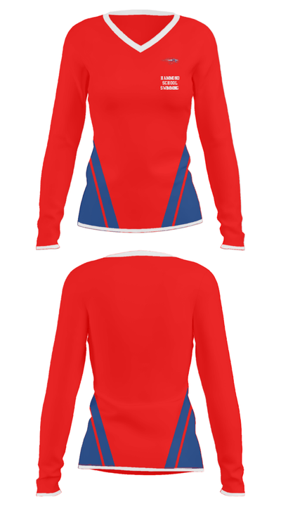 Hammond School Swimming 64752687 Women's Long Sleeve V-neck Shirt - 24