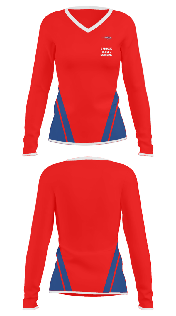 Women's Long Sleeve Vneck Shirt, Hammond School Swimming, Swimming, Teamtime, Team time, sublimation, custom sports apparel, team uniforms, spirit wear, spiritwear, sports uniforms, custom shirts, team store, custom team store, fundraiser sports, apparel fundraiser
