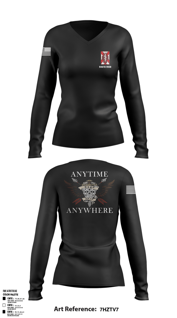 Women's Long Sleeve Vneck Shirt, 946th FRSD, Army, Teamtime, Team time, sublimation, custom sports apparel, team uniforms, spirit wear, spiritwear, sports uniforms, custom shirts, team store, custom team store, fundraiser sports, apparel fundraiser