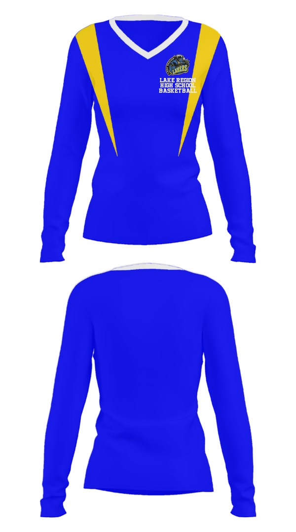 Women's Long Sleeve Vneck Shirt, Lake Region High School Basketball, Women's Basketball, Teamtime, Team time, sublimation, custom sports apparel, team uniforms, spirit wear, spiritwear, sports uniforms, custom shirts, team store, custom team store, fundraiser sports, apparel fundraiser