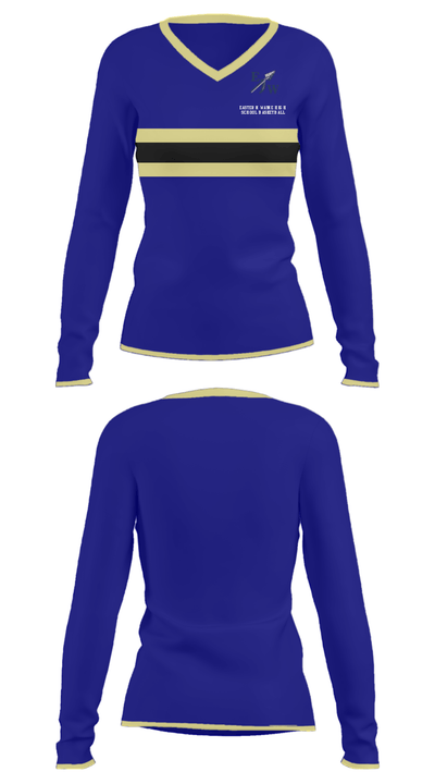 Eastern Wayne High School Basketball 64570461 Women's Long Sleeve V-neck Shirt - 33