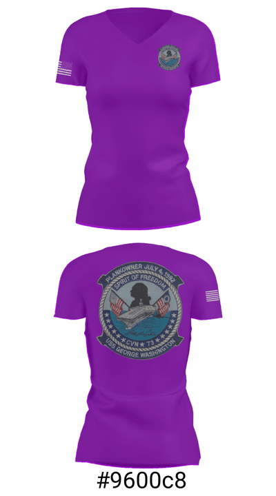USS GEORGE WASHINGTON CVN-73 87107086 Women's Short Sleeve V-neck Shirt - 4