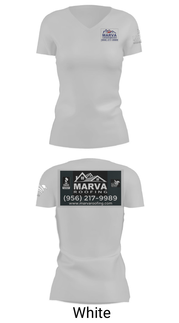 Women's Short Sleeve Vneck Shirt, Marva Roofing, , Teamtime, Team time, sublimation, custom sports apparel, team uniforms, spirit wear, spiritwear, sports uniforms, custom shirts, team store, custom team store, fundraiser sports, apparel fundraiser