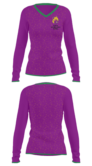 Women's Long Sleeve Vneck Shirt, Oliver Springs High School, Spirit Store, Teamtime, Team time, sublimation, custom sports apparel, team uniforms, spirit wear, spiritwear, sports uniforms, custom shirts, team store, custom team store, fundraiser sports, apparel fundraiser