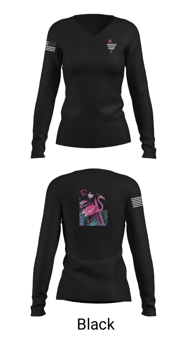 Women's Long Sleeve Vneck Shirt, Paradise Funnel Cakes, , Teamtime, Team time, sublimation, custom sports apparel, team uniforms, spirit wear, spiritwear, sports uniforms, custom shirts, team store, custom team store, fundraiser sports, apparel fundraiser