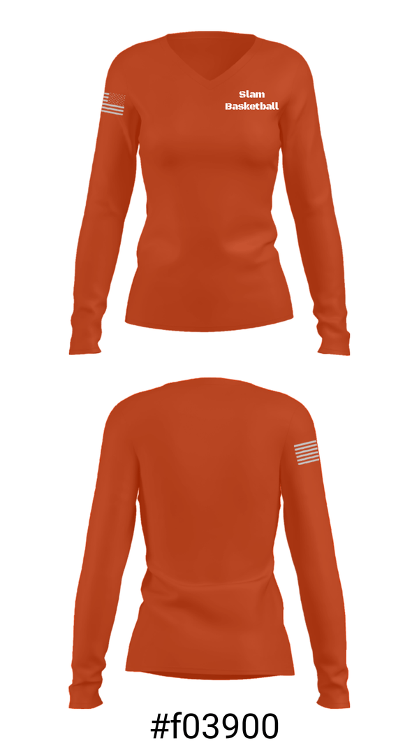 Women's Long Sleeve Vneck Shirt, Slam Basketball, Women's Basketball, Teamtime, Team time, sublimation, custom sports apparel, team uniforms, spirit wear, spiritwear, sports uniforms, custom shirts, team store, custom team store, fundraiser sports, apparel fundraiser