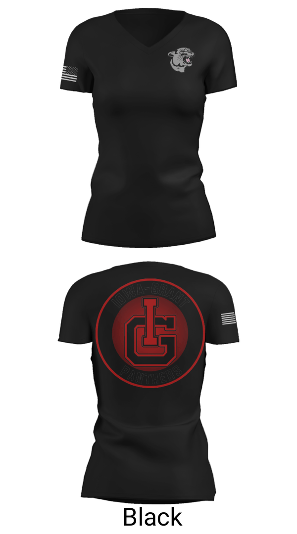 Women's Short Sleeve Vneck Shirt, Iowa-Grant Elementary School, Spirit Store, Teamtime, Team time, sublimation, custom sports apparel, team uniforms, spirit wear, spiritwear, sports uniforms, custom shirts, team store, custom team store, fundraiser sports, apparel fundraiser