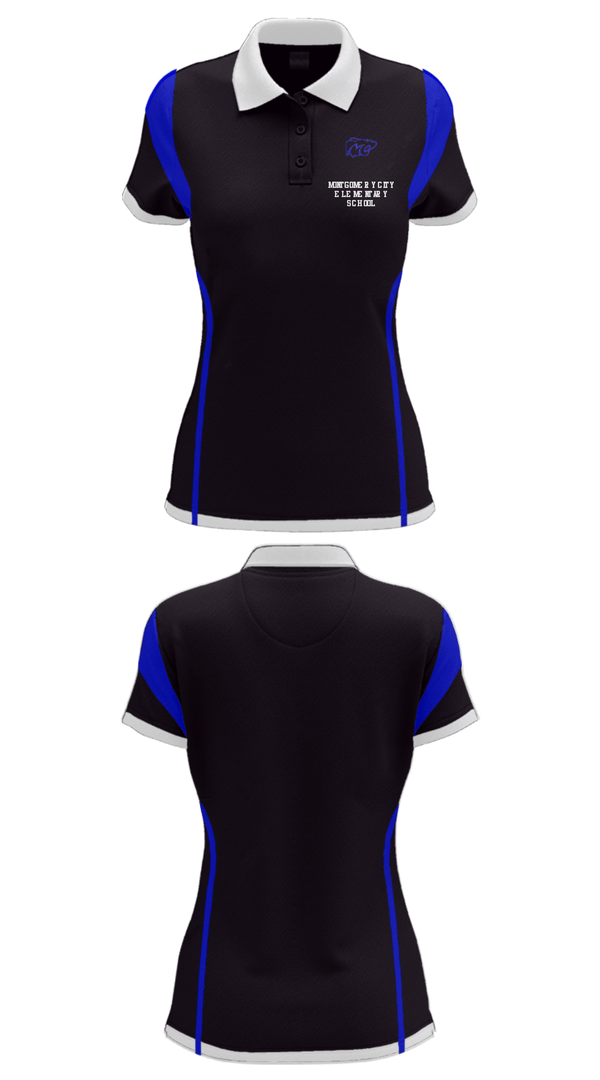 Women's Short Sleeve Performance Polo, Montgomery City Elementary School, Spirit Store, Teamtime, Team time, sublimation, custom sports apparel, team uniforms, spirit wear, spiritwear, sports uniforms, custom shirts, team store, custom team store, fundraiser sports, apparel fundraiser